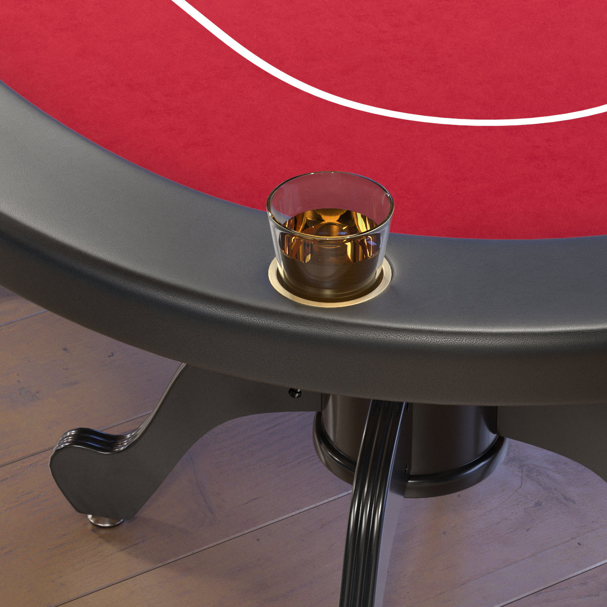 Sleek Red Aura Oval Poker Table with Stylish Curved Legs