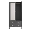 Sleek Metal Wardrobe with Mirror & Drawers