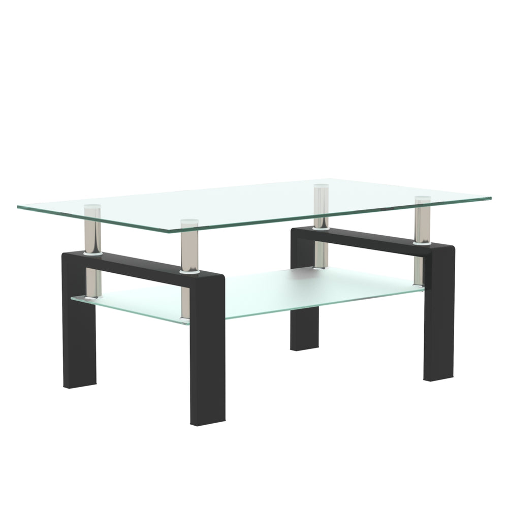 Sleek Black Glass Coffee Table for Modern Living Rooms