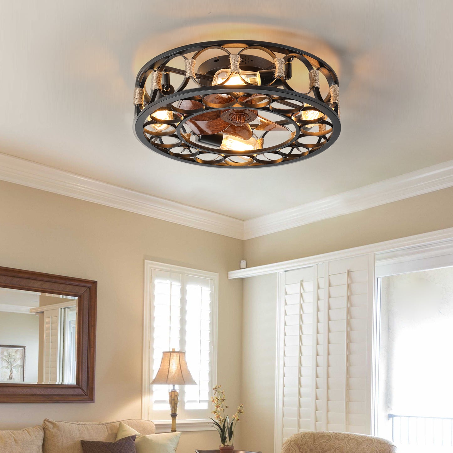 Farmhouse Chic Ceiling Fan with Remote & Lights