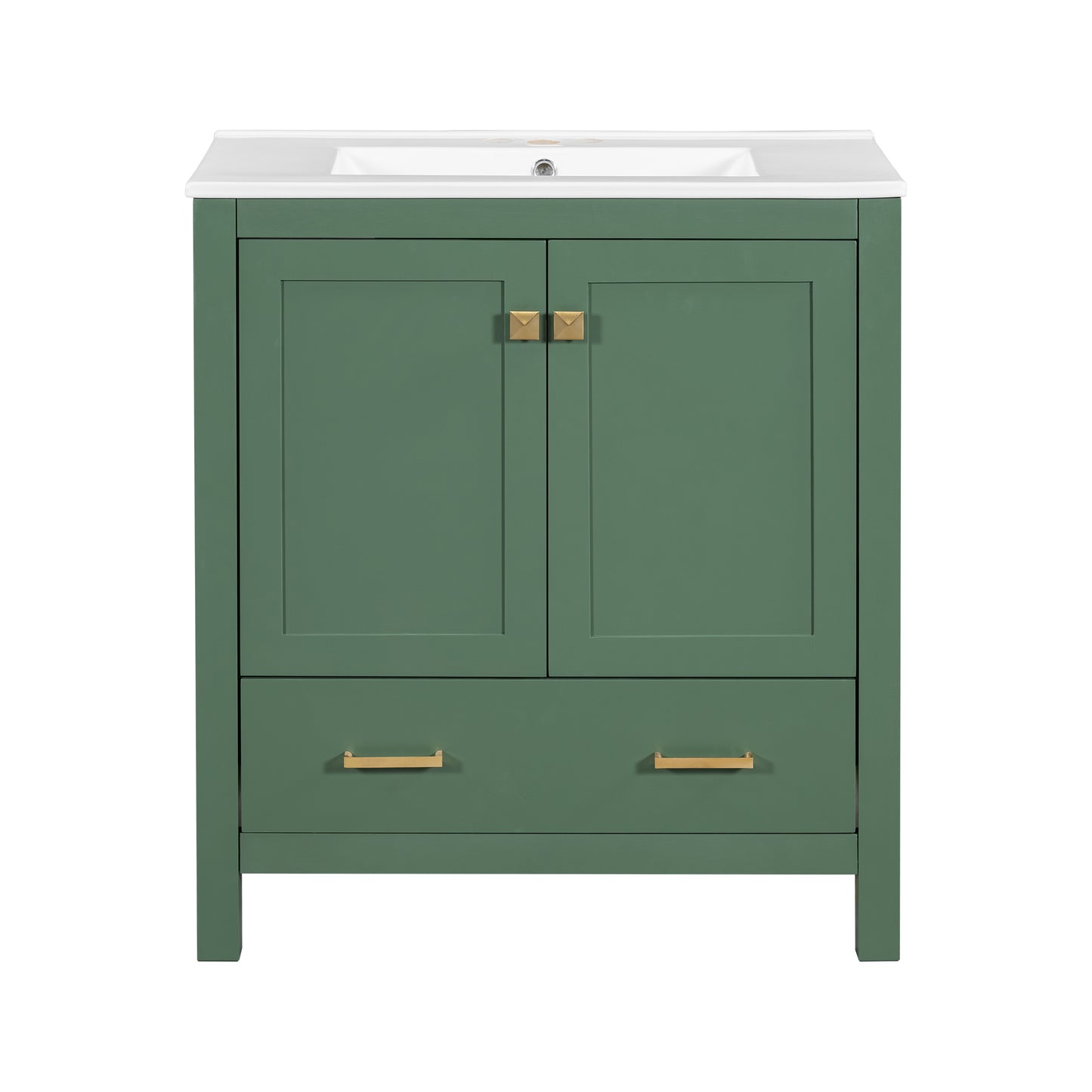 Chic Green Bathroom Vanity with Soft-Close Cabinet and Drawer