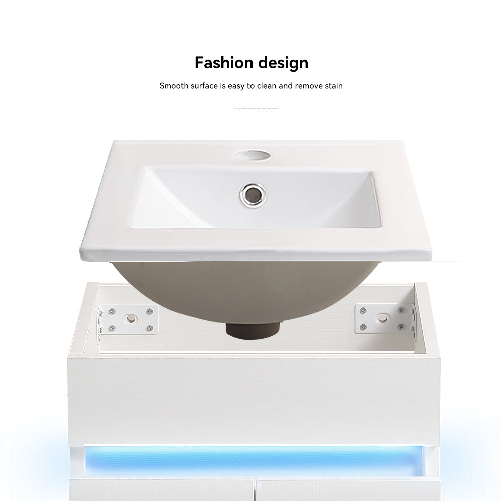 Sleek Wall-Mounted Bathroom Vanity with Sensor Light