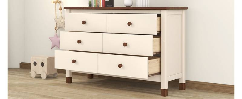 Charming Kids' Storage Dresser in Cream & Walnut