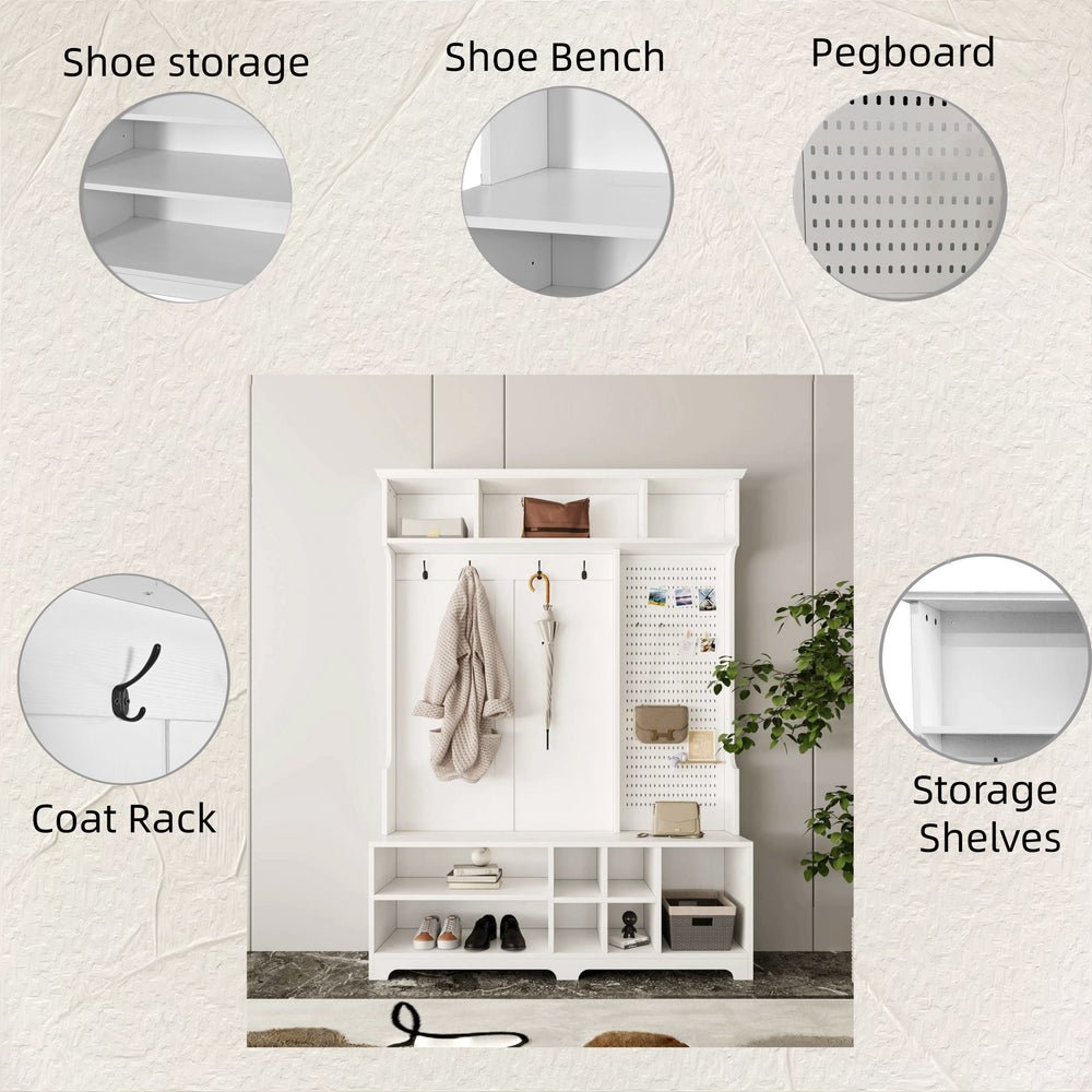 Chic Hallway Organizer with Bench & Coat Rack