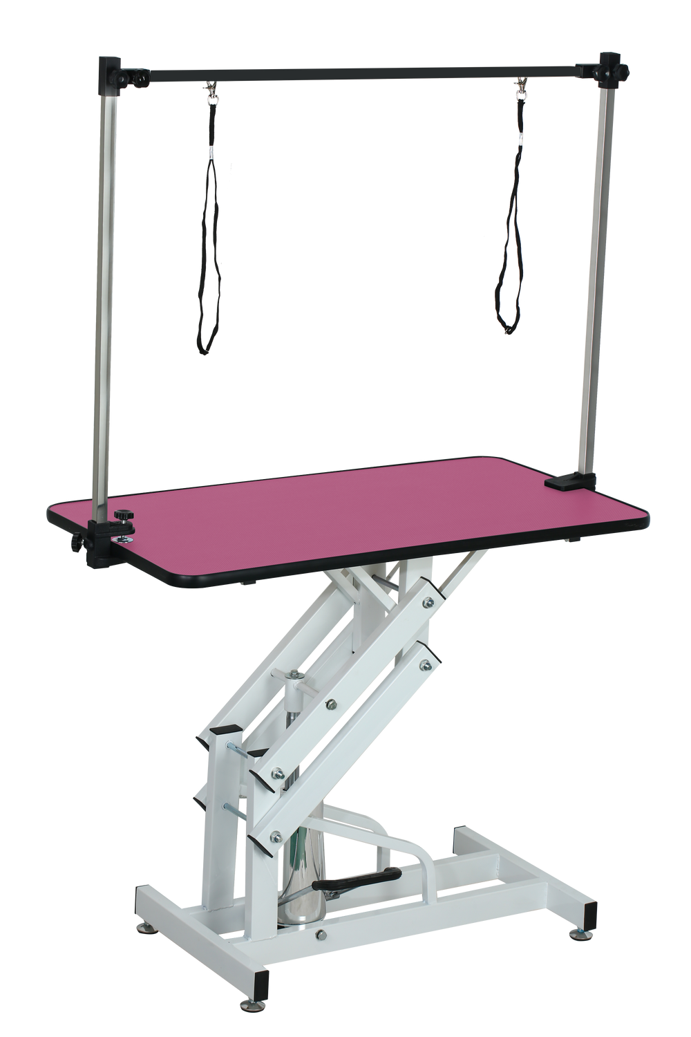 Pink Hydraulic Pet Grooming Table with H Arm