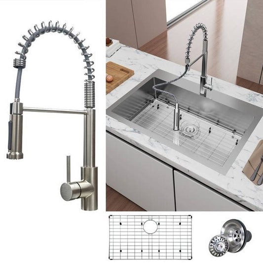 TecaHome All-in-One Stainless Steel Kitchen Sink with Faucet