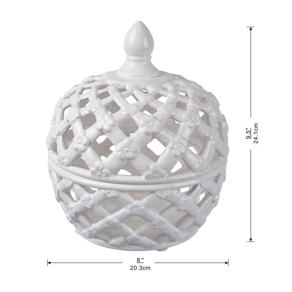 Chic Lattice Ceramic Storage Jar