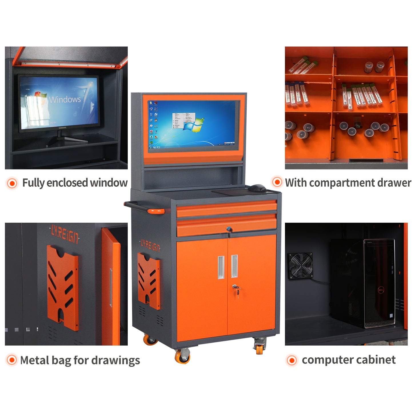 Mobile Metal PC Cabinet - Secure and Stylish Monitor Enclosure