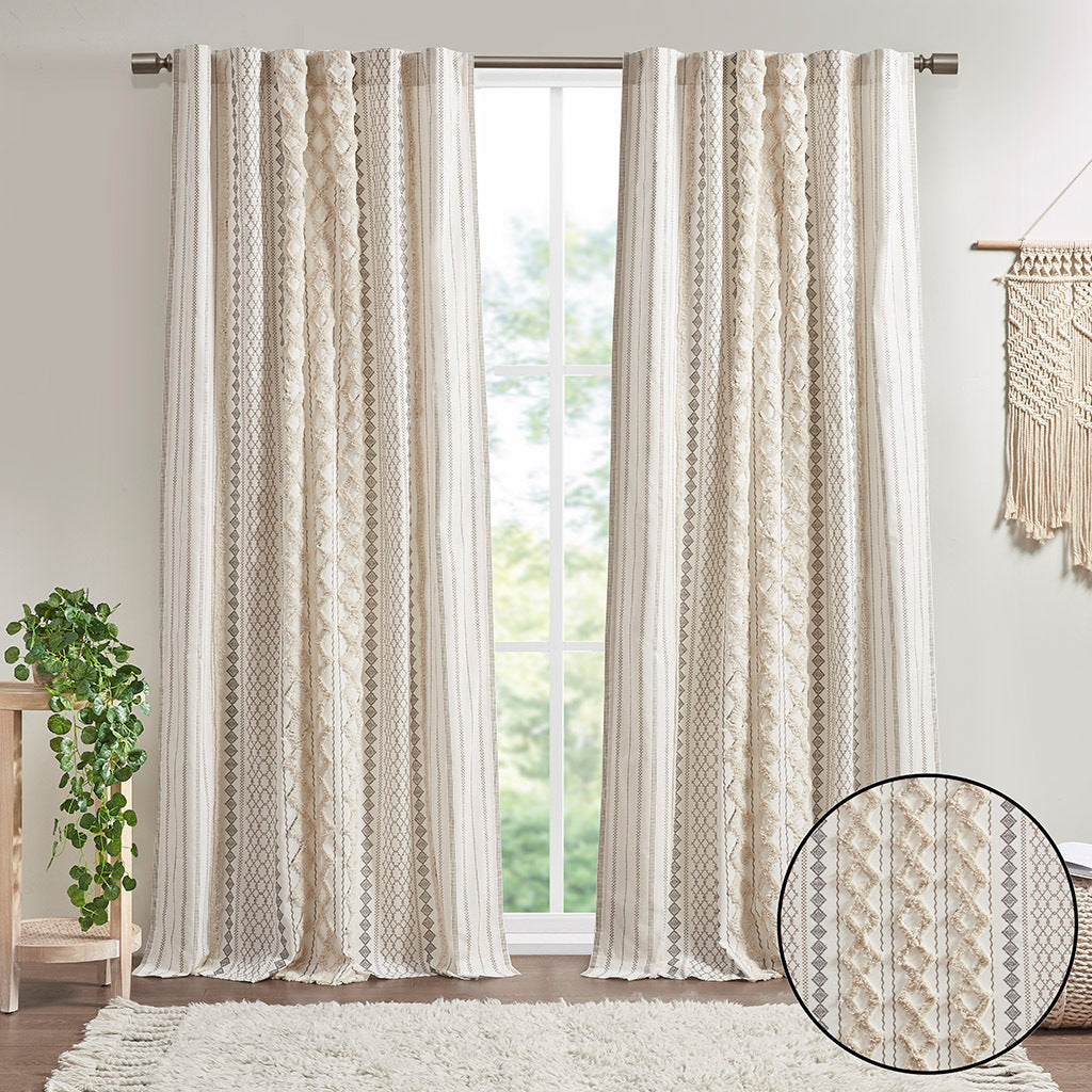 Chic Cotton Chenille Stripe Curtain Panel