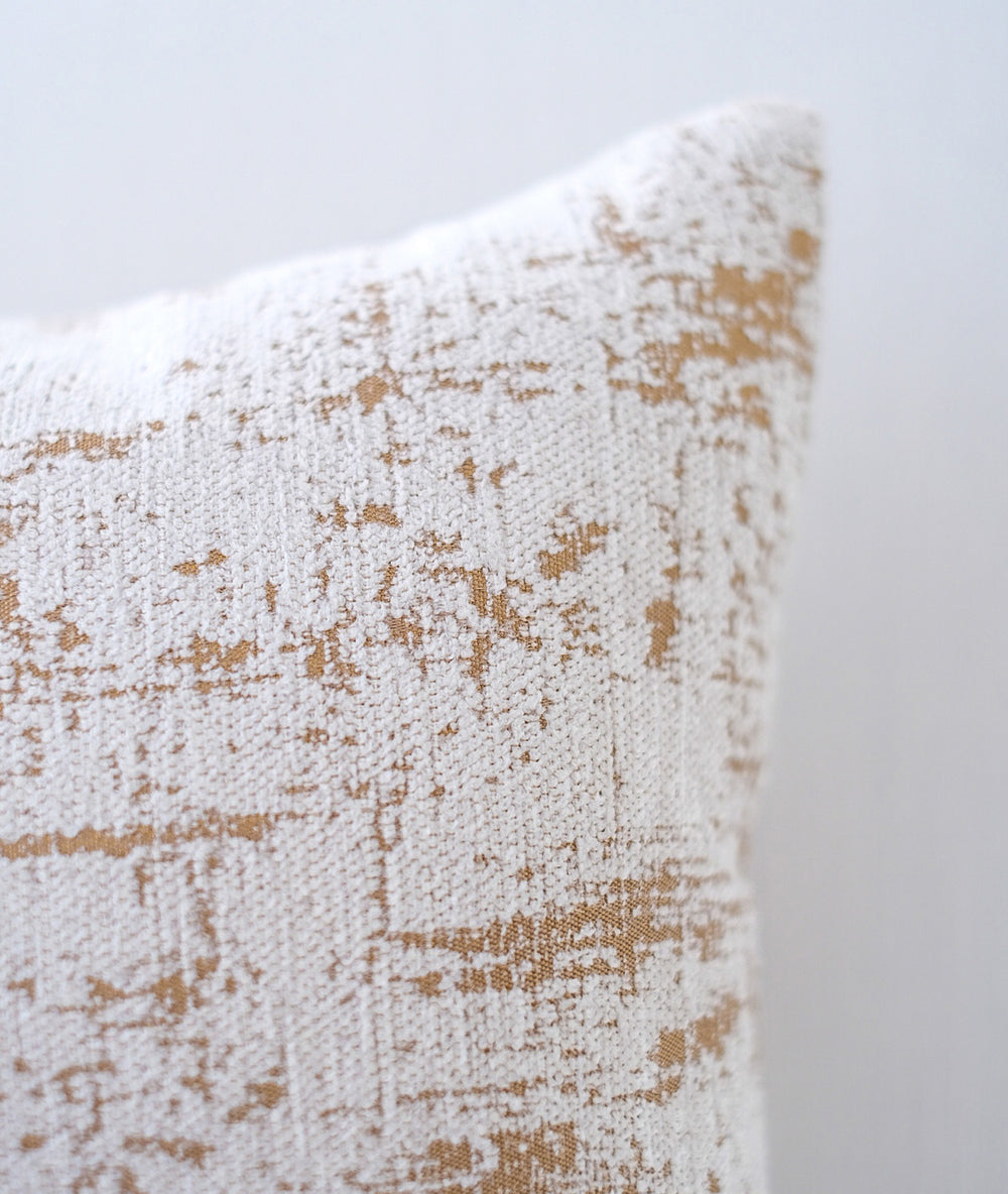 Chic Beige & Gold Chenille Pillow