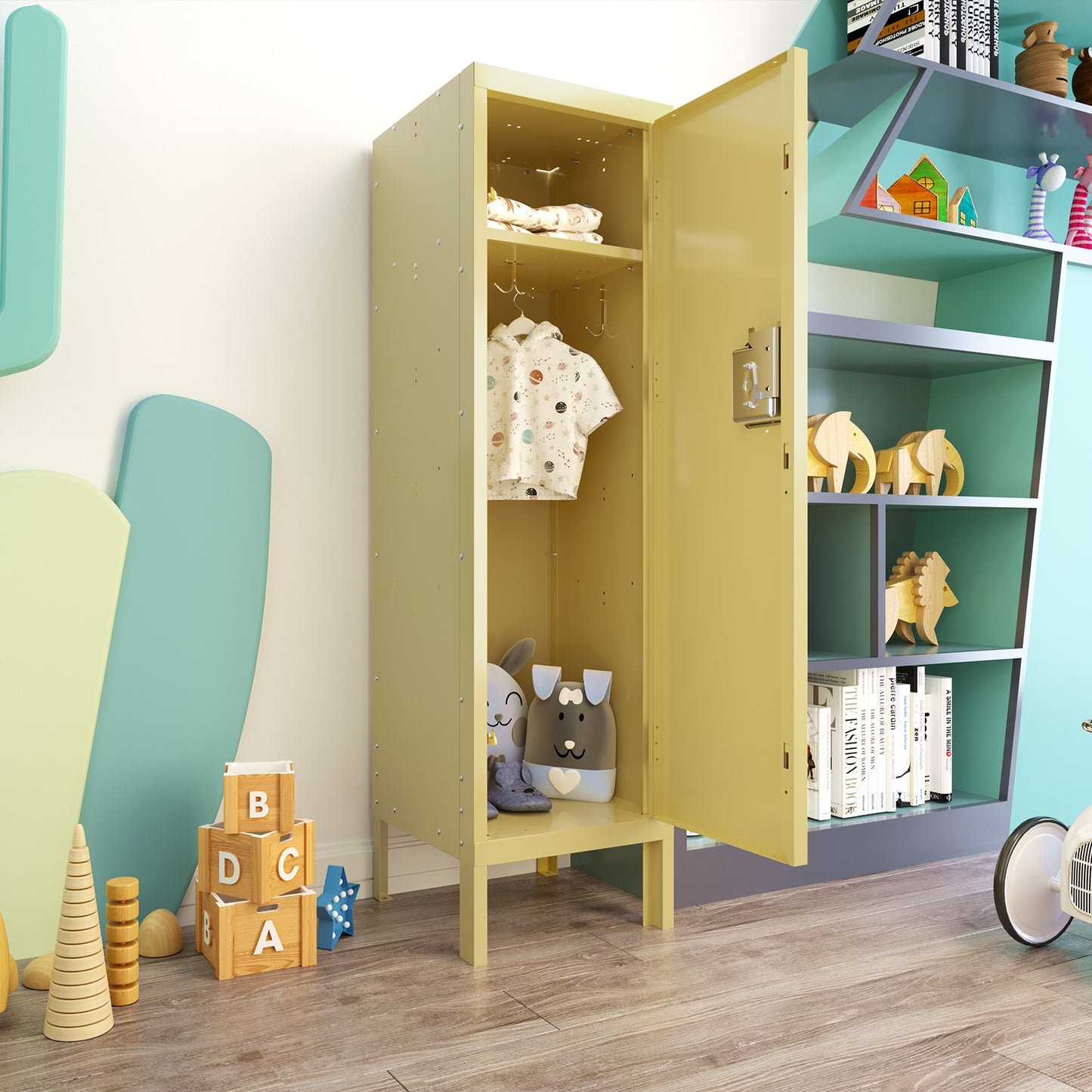 Chic Retro Metal Locker - Yellow Storage Solution