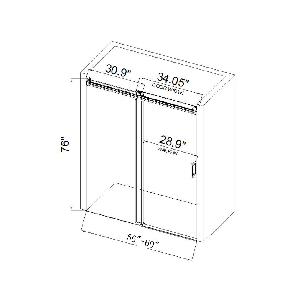 Sleek Matte Black Frameless Shower Door with Soft Close