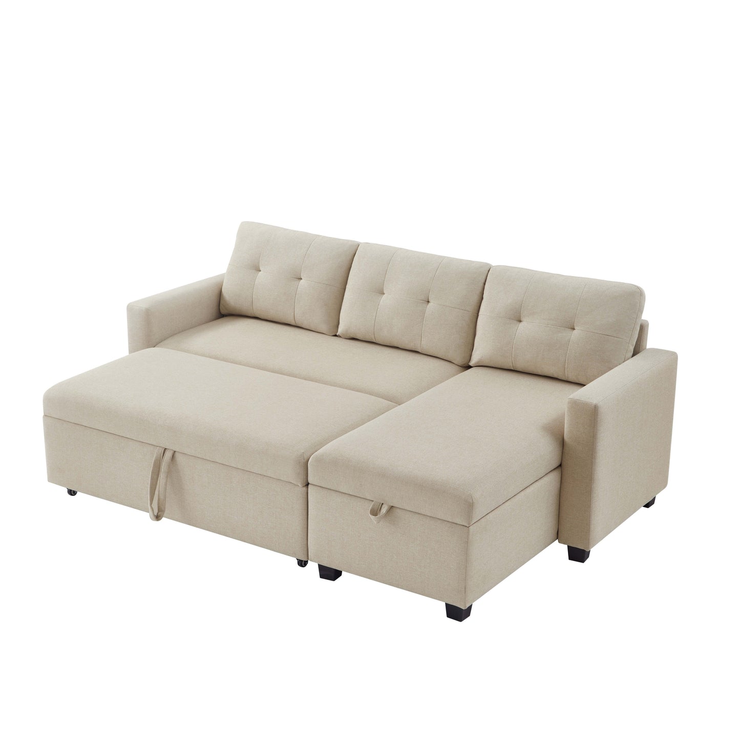 Beige Convertible Storage Sofa Sectional