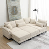 Cozy Corduroy Sectional Sofa Bed with Ottomans & Pillows