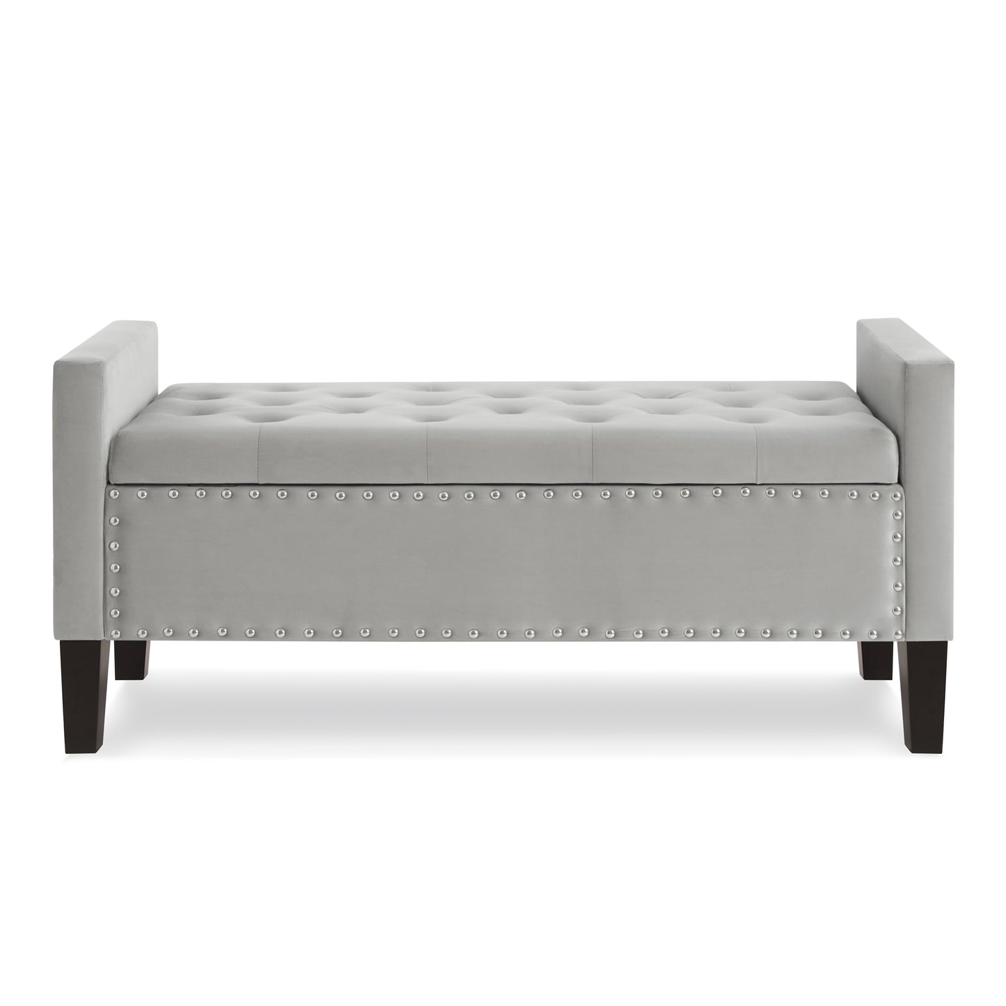 Cozy Gray Storage Bench with Armrests