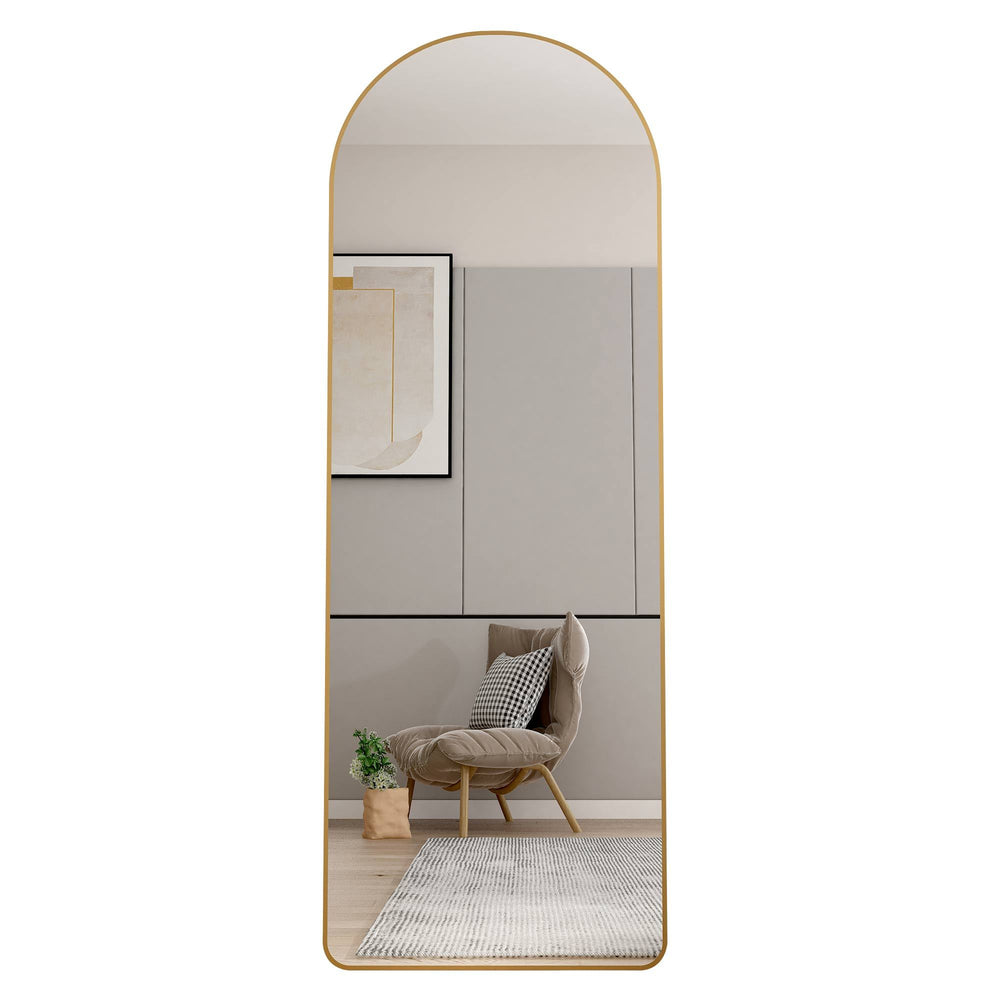 Chic Arched Gold Floor Mirror