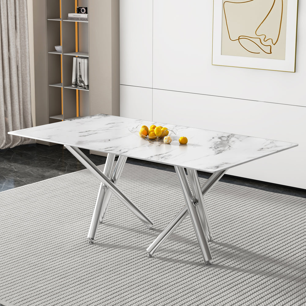 Sleek Marble-Top Dining Table for Stylish Gatherings