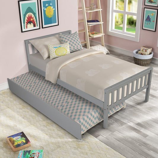 Cozy Grey Twin Bed with Trundle