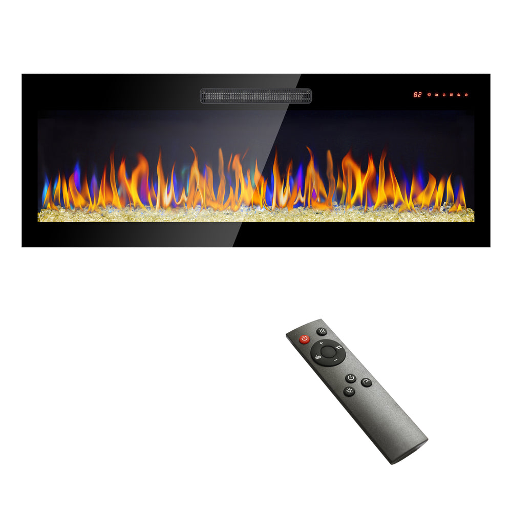 Sleek Wall-Mounted Electric Fireplace with Colorful Flames & Remote