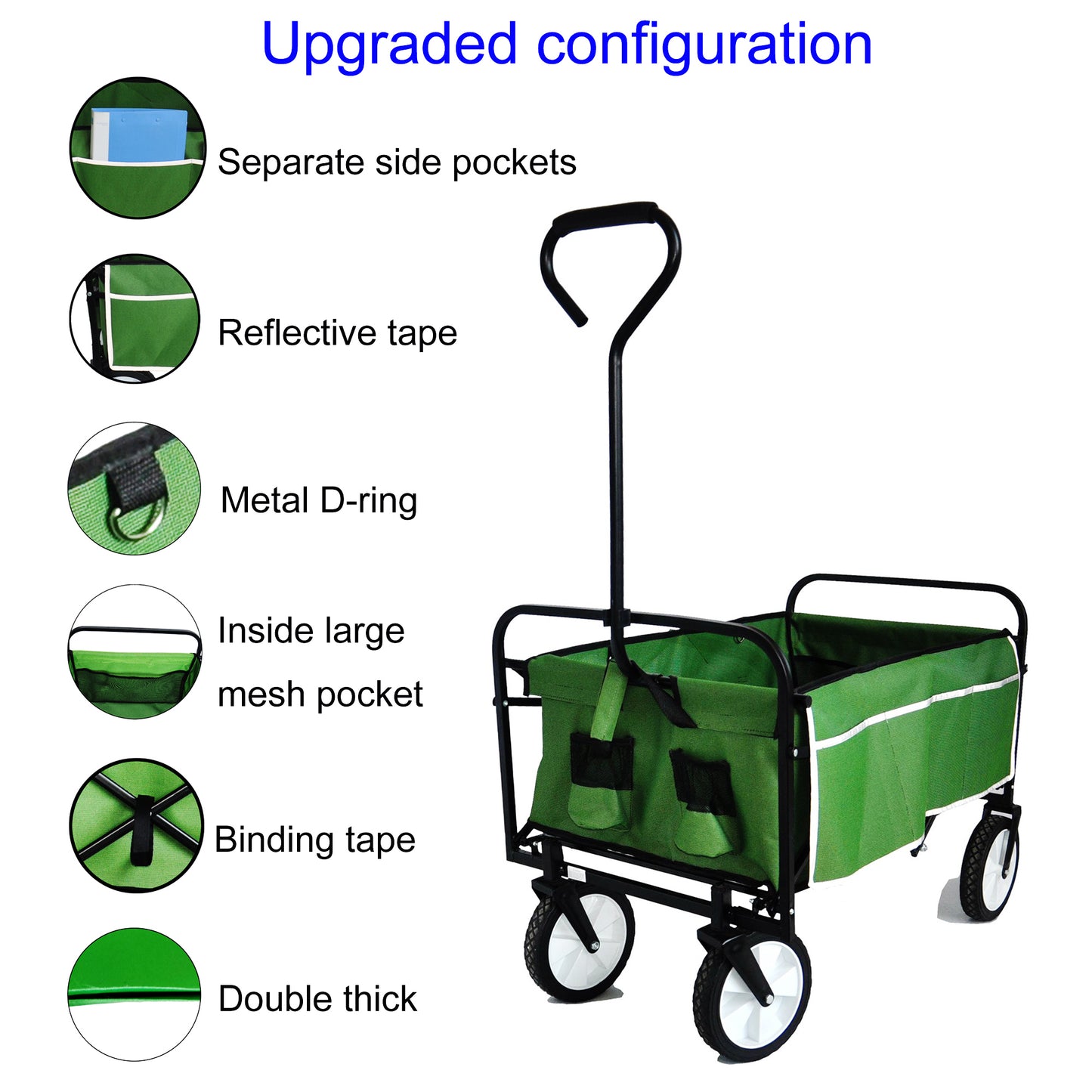 Green Foldable Wagon for Shopping and Beach Fun