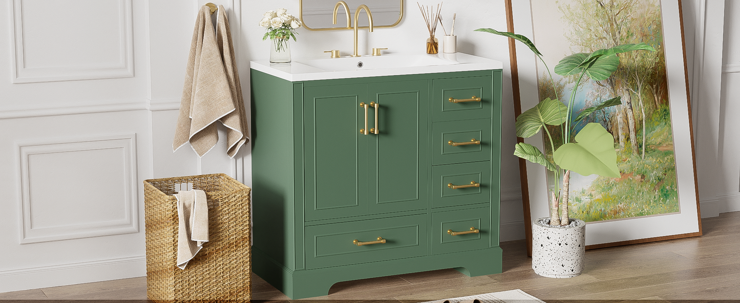 Charming Green Bathroom Vanity Set with Resin Sink