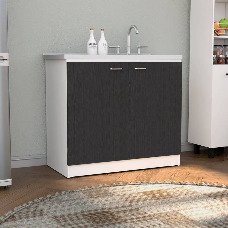 Stylish Utility Sink in White and Black