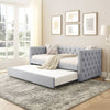 Chic Grey Tufted Daybed with Trundle