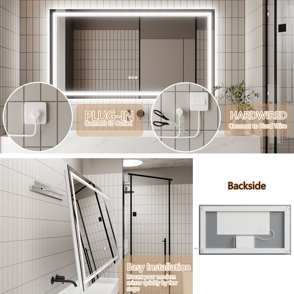 Illuminated Smart Bathroom Mirror - Touch Control & Anti-Fog