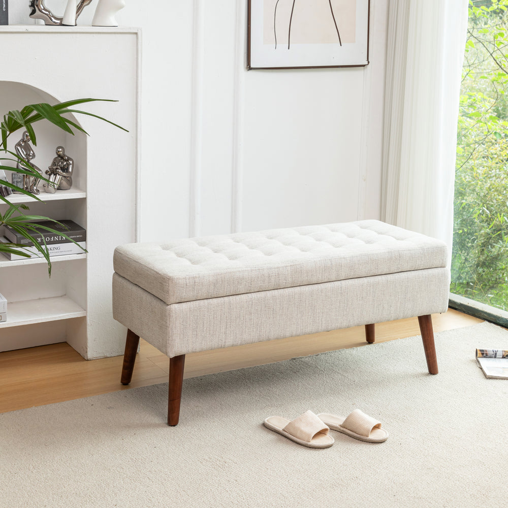 Cozy Off-White Storage Bench