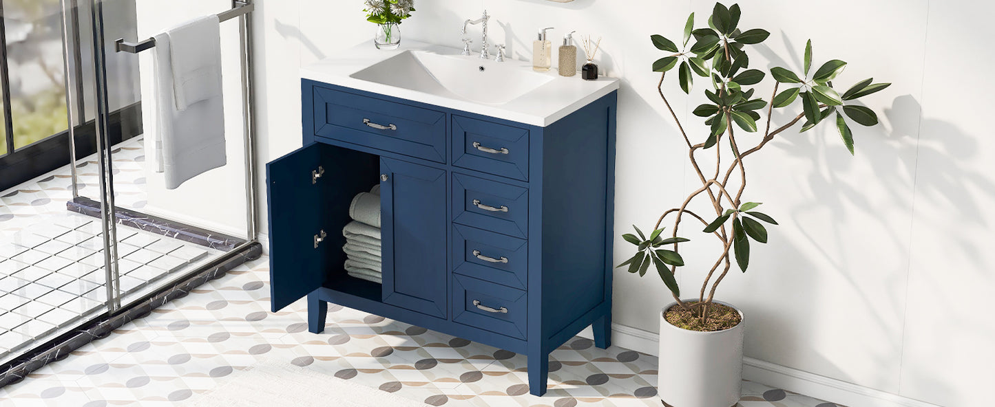 “Chic Blue Bathroom Vanity with Sink and Storage”