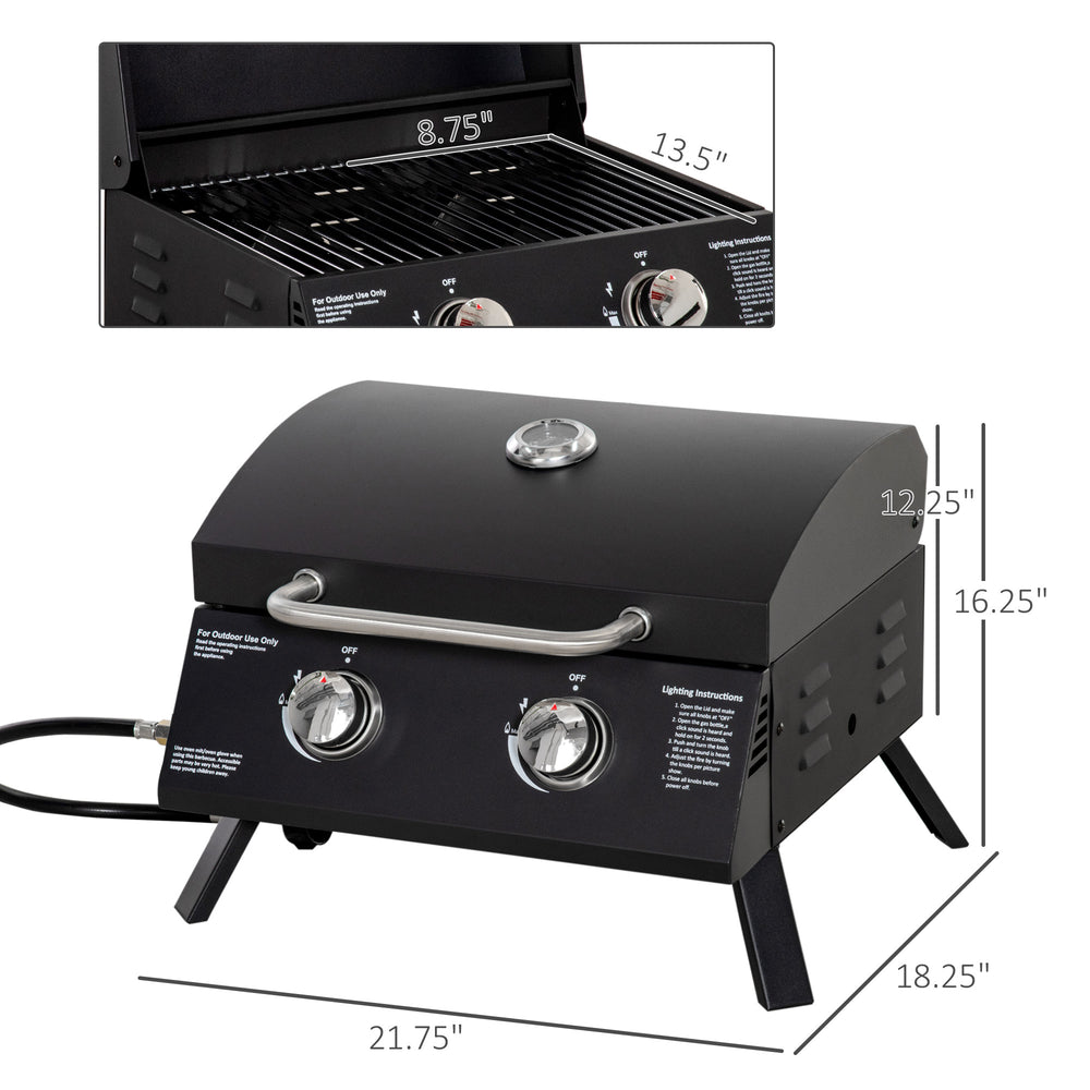 Outsunny Portable 2-Burner Gas Grill - Perfect for Camping & Picnics