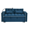 Blue Velvet Dream Sofa Bed: Foldable, Adjustable & USB-Ready