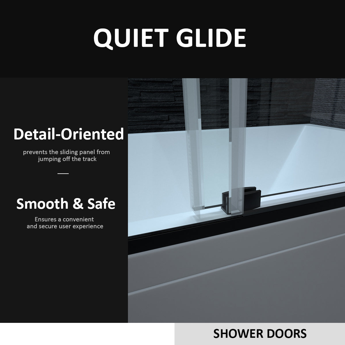 Sleek Matte Black Frameless Sliding Tub Door