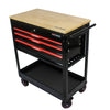 Rolling Tool Cart with Wooden Top and Storage Drawers