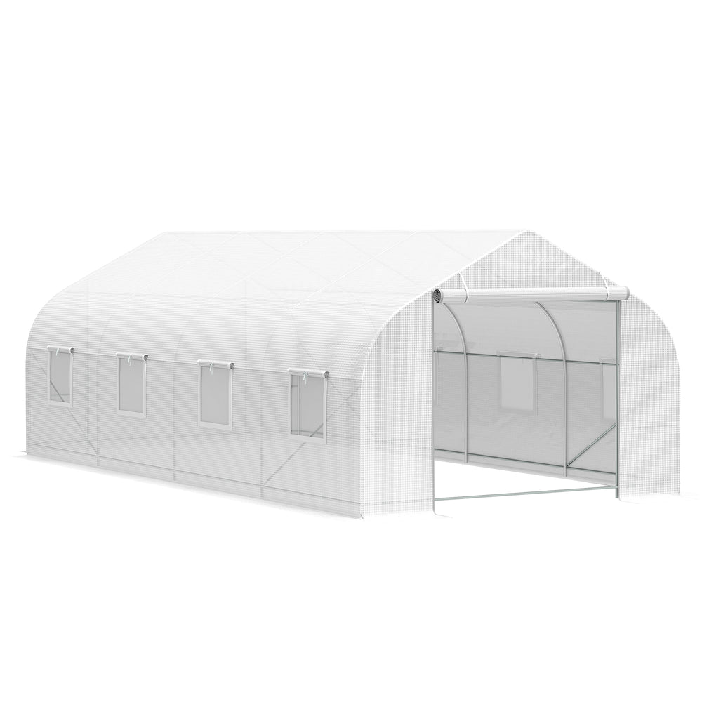 SunnyGro Walk-In Greenhouse - Heavy-Duty Tunnel with Roll-Up Windows