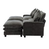 Cozy Black Chenille Sectional Sofa with Ottomans and USB Ports