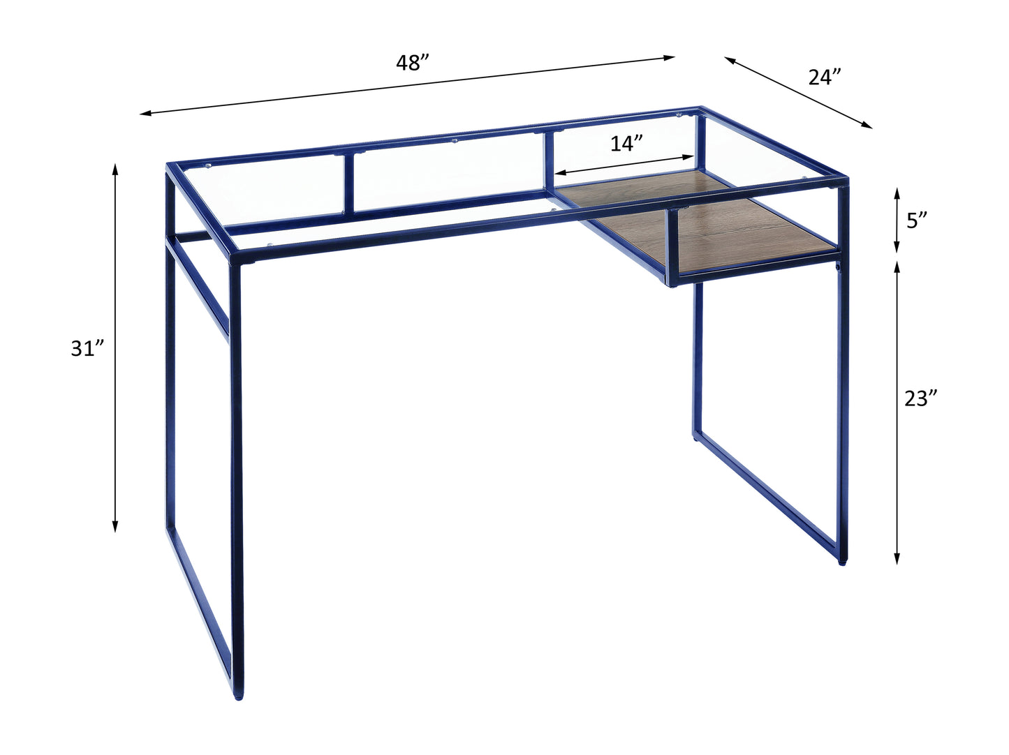 Stylish Blue & Glass Yasin Desk