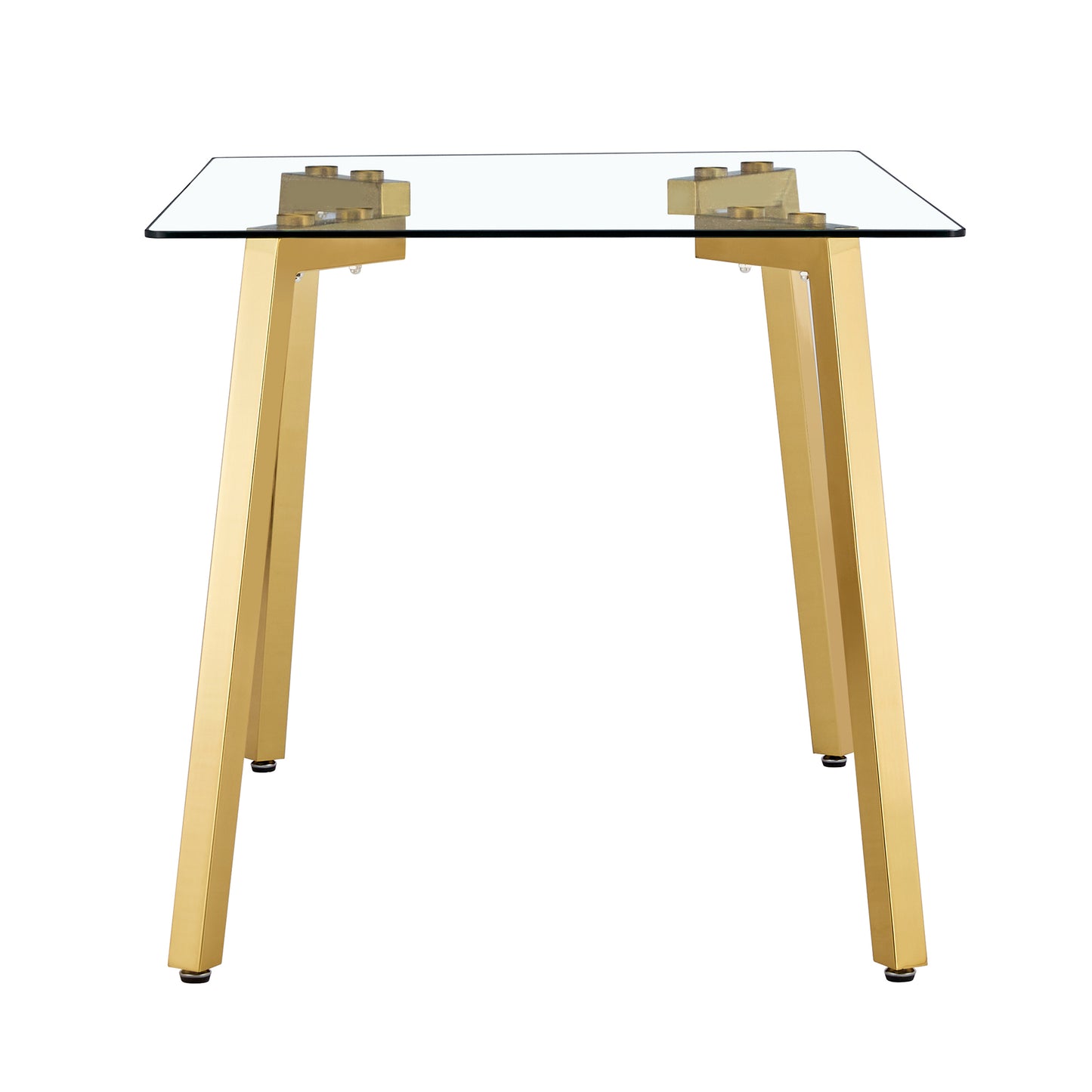 Sleek Gold-Trim Glass Dining Table