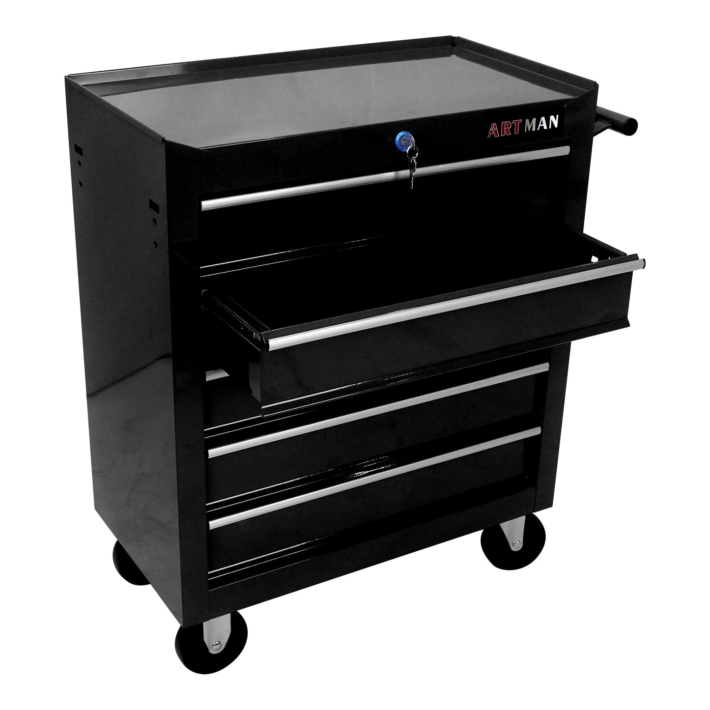 Rolling Tool Organizer with Five Drawers - Black