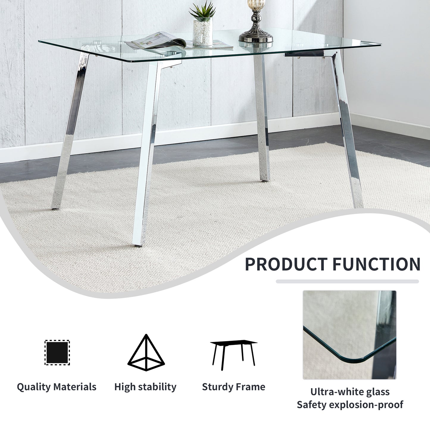 Sleek Glass & Metal Dining Table for Modern Spaces