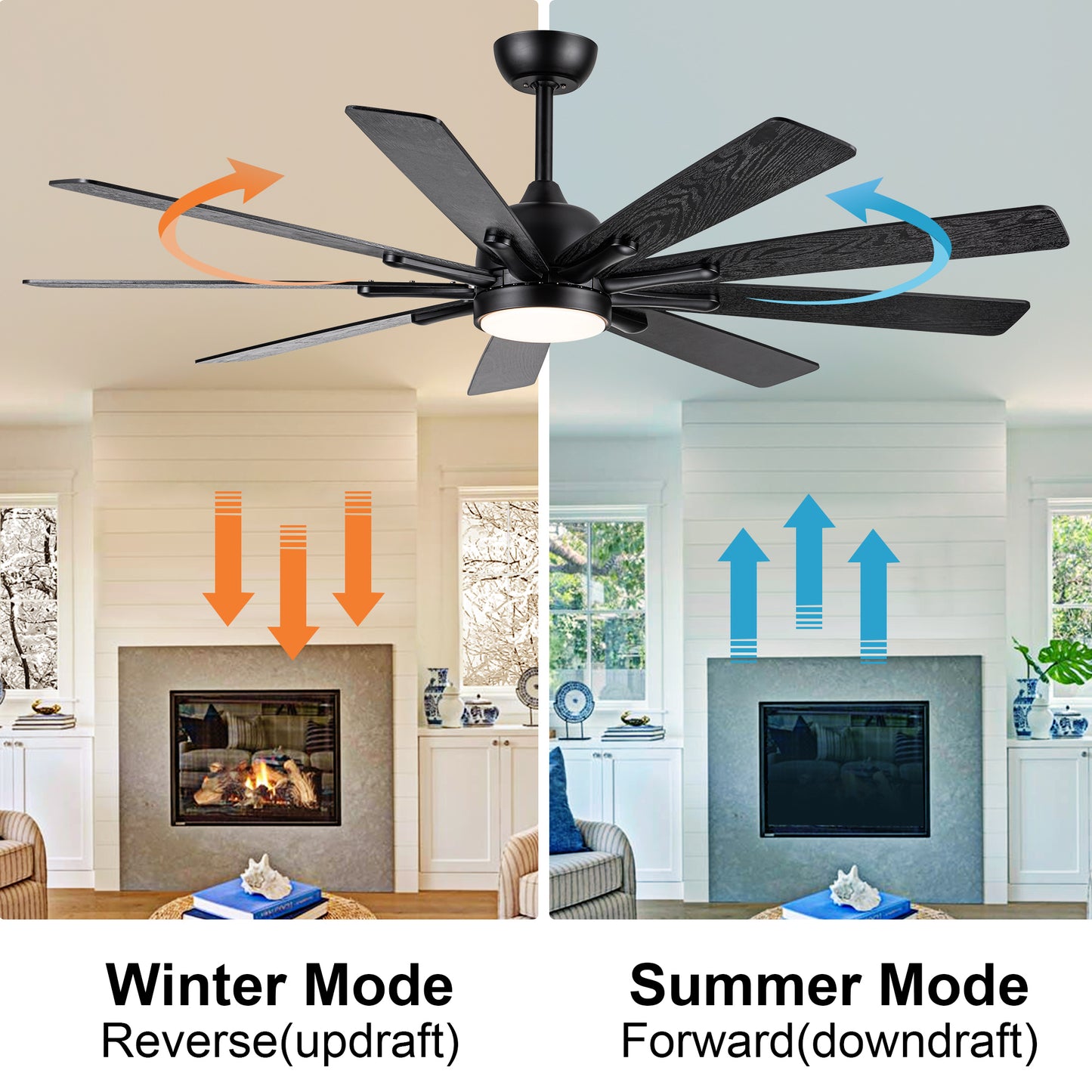 Smart Black Farmhouse Ceiling Fan with Remote