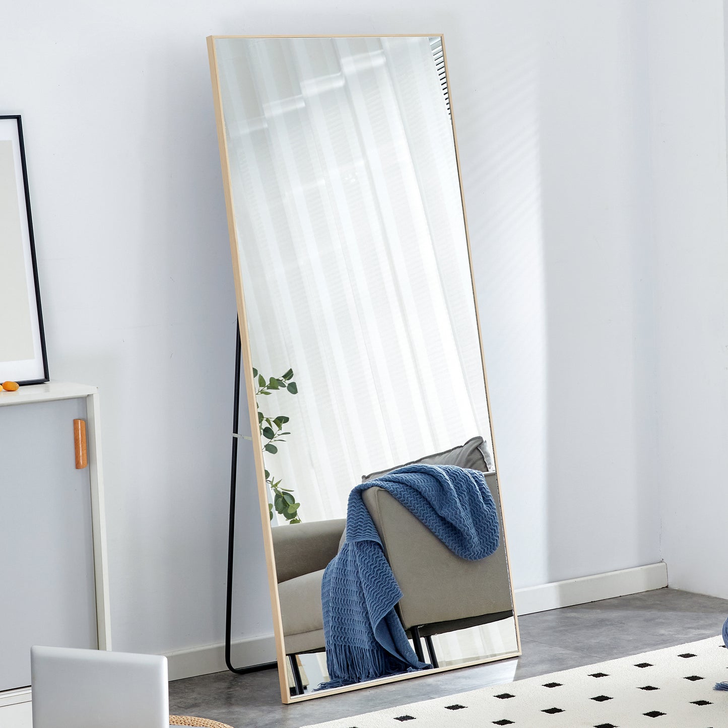 Elegant Full-Length Solid Wood Mirror