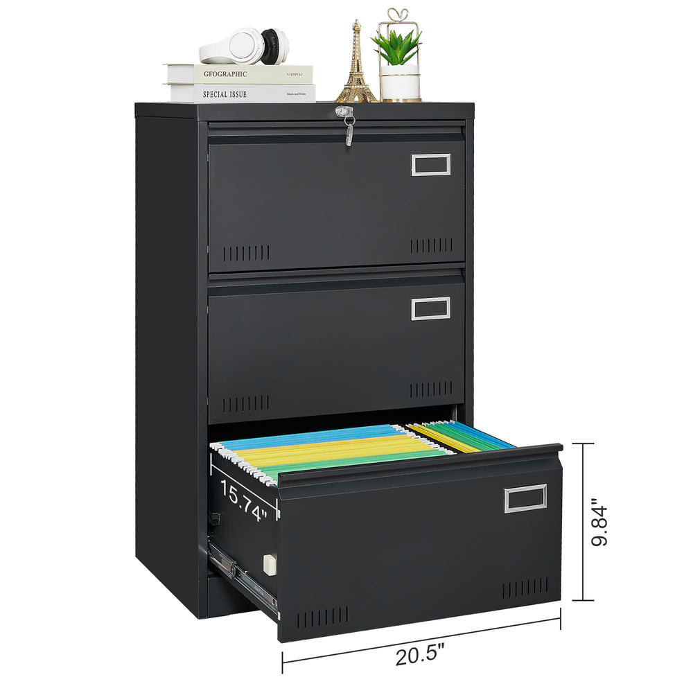 Secure & Stylish 3-Drawer Filing Cabinet