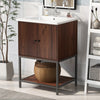 Chic Walnut Bathroom Vanity with Soft-Close Doors