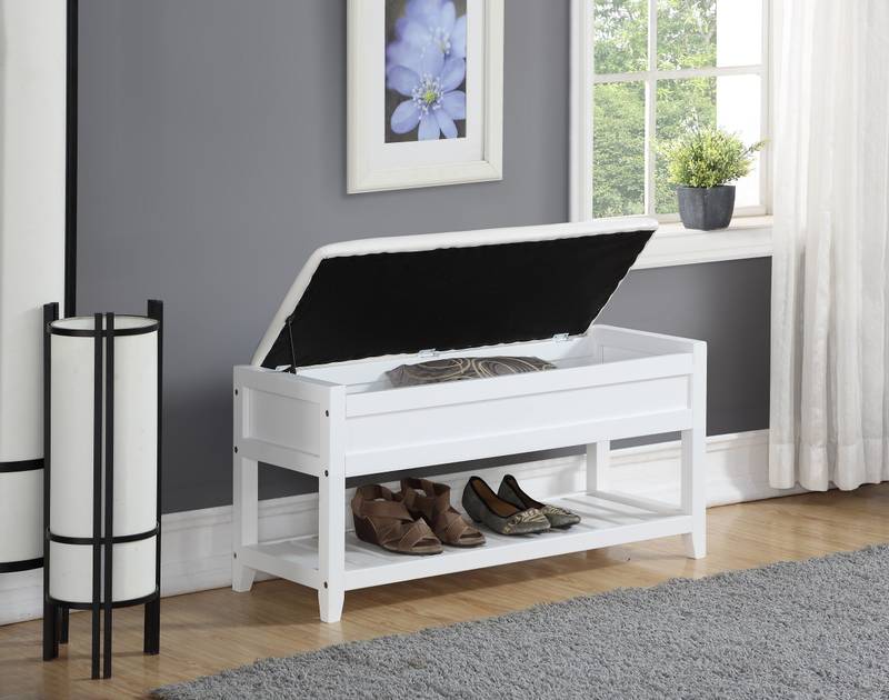 Chic Shoe Storage Bench in White