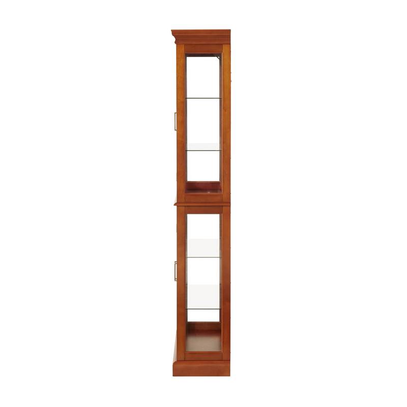 Luminous Walnut Curio Cabinet with Adjustable Shelves and Mirror Back