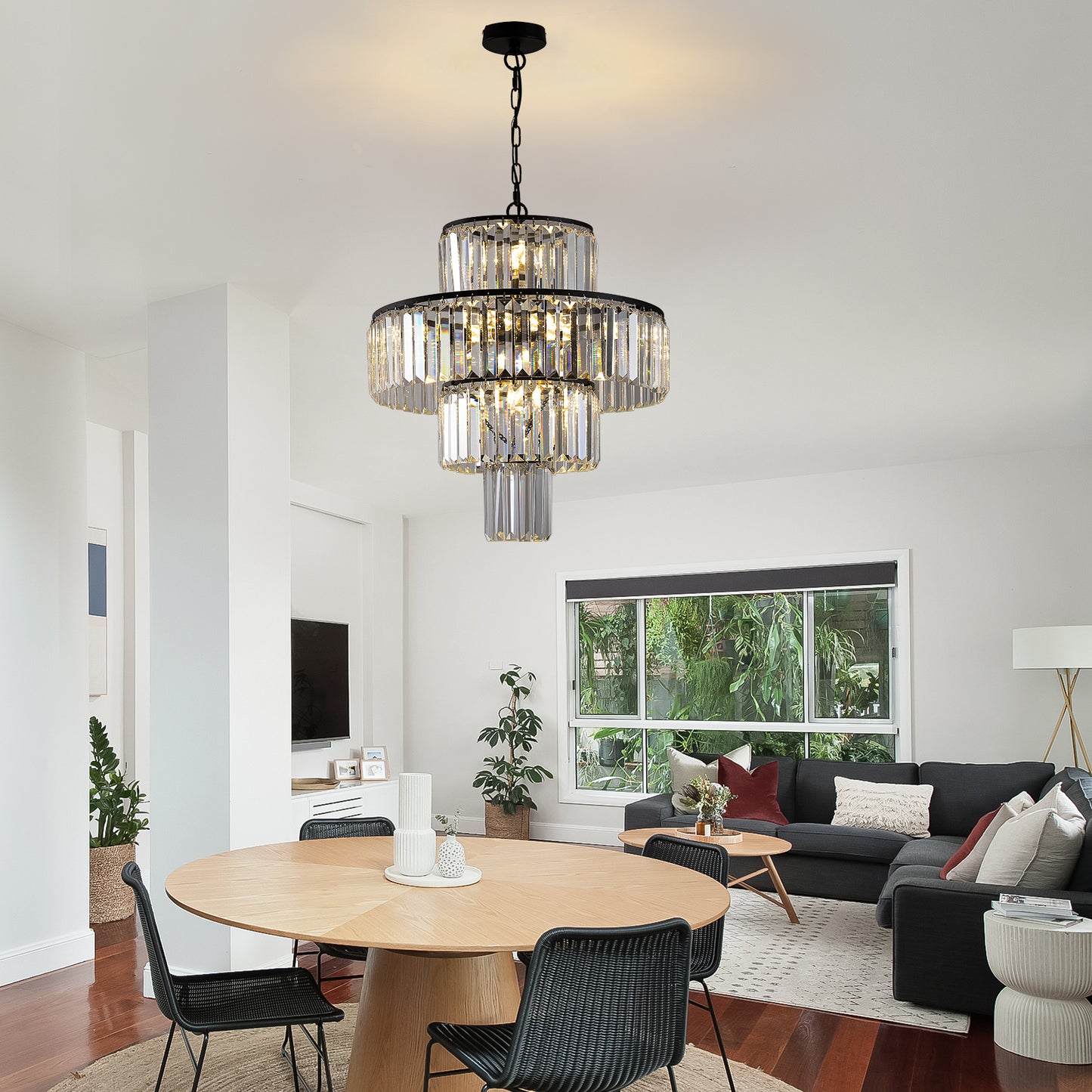 Elegant Black Crystal Chandelier