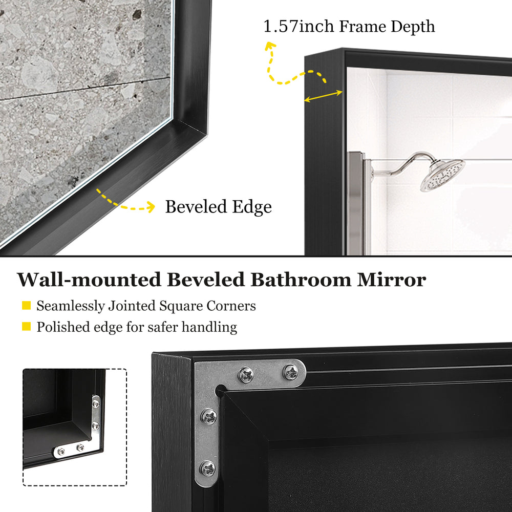 Chic Black Wall-Mount Bathroom Mirror