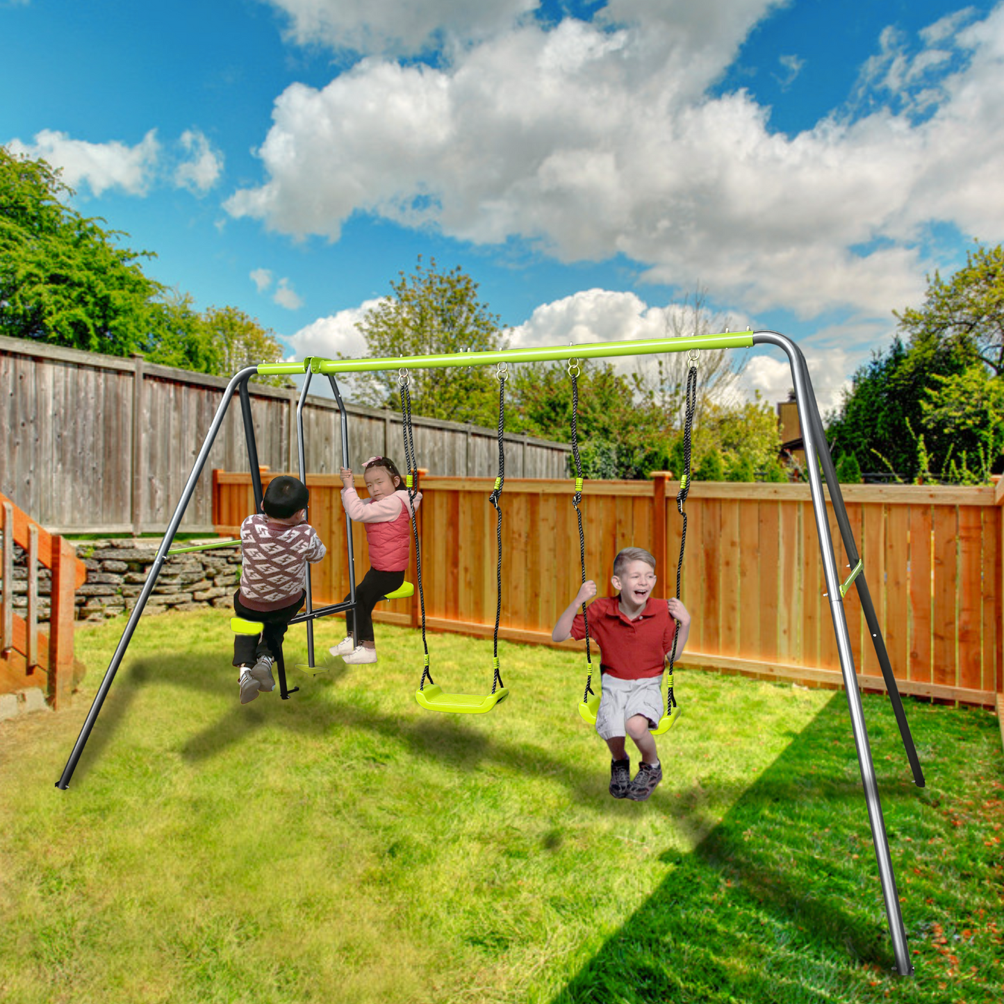 Lime Green Fun Swing Set for Kids