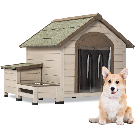 Cozy Canine Cottage with Feeding Station & Storage